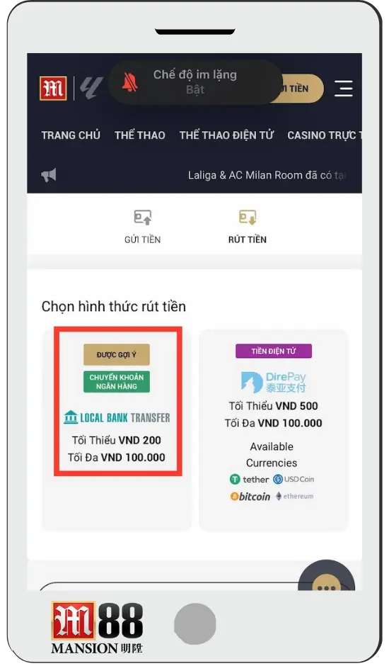 Rút tiền M88 làm cách nào nhanh nhất?